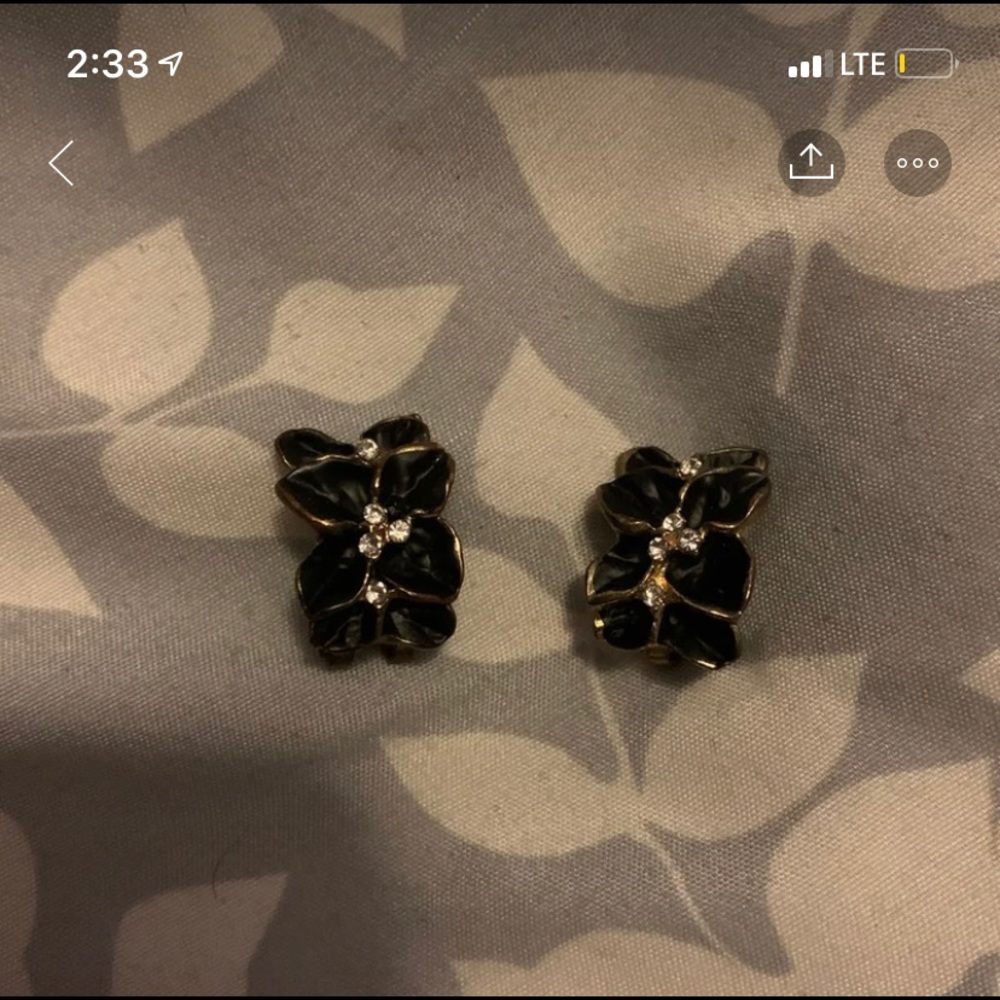 Black floral earrings